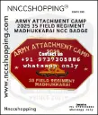 Army attachment camp 2025 35 field regiment madhukkarai ncc badge